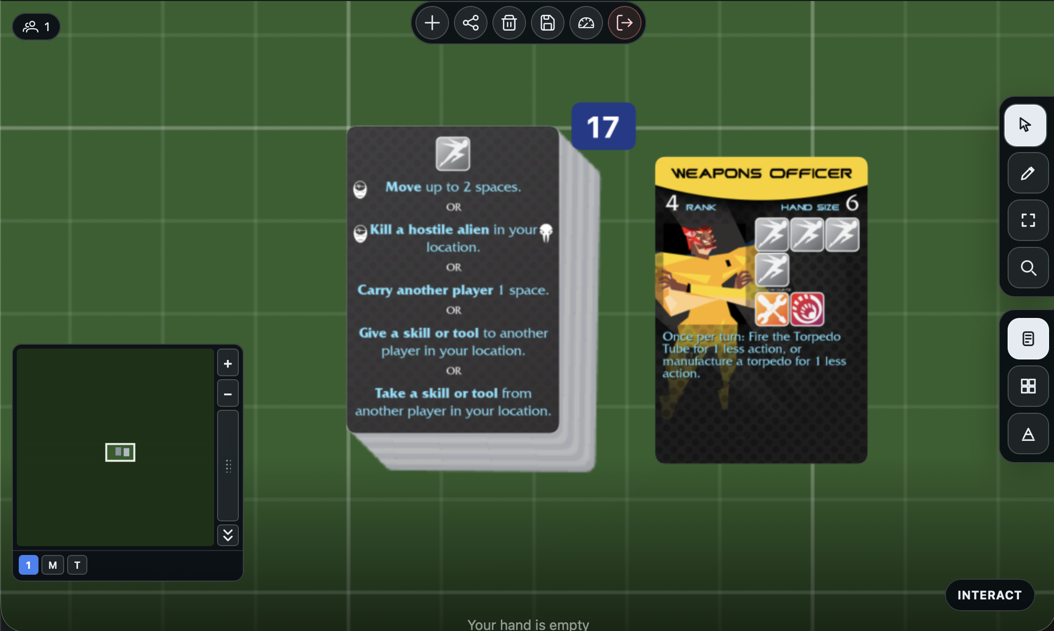 Custom deck on the table with a card drawn
