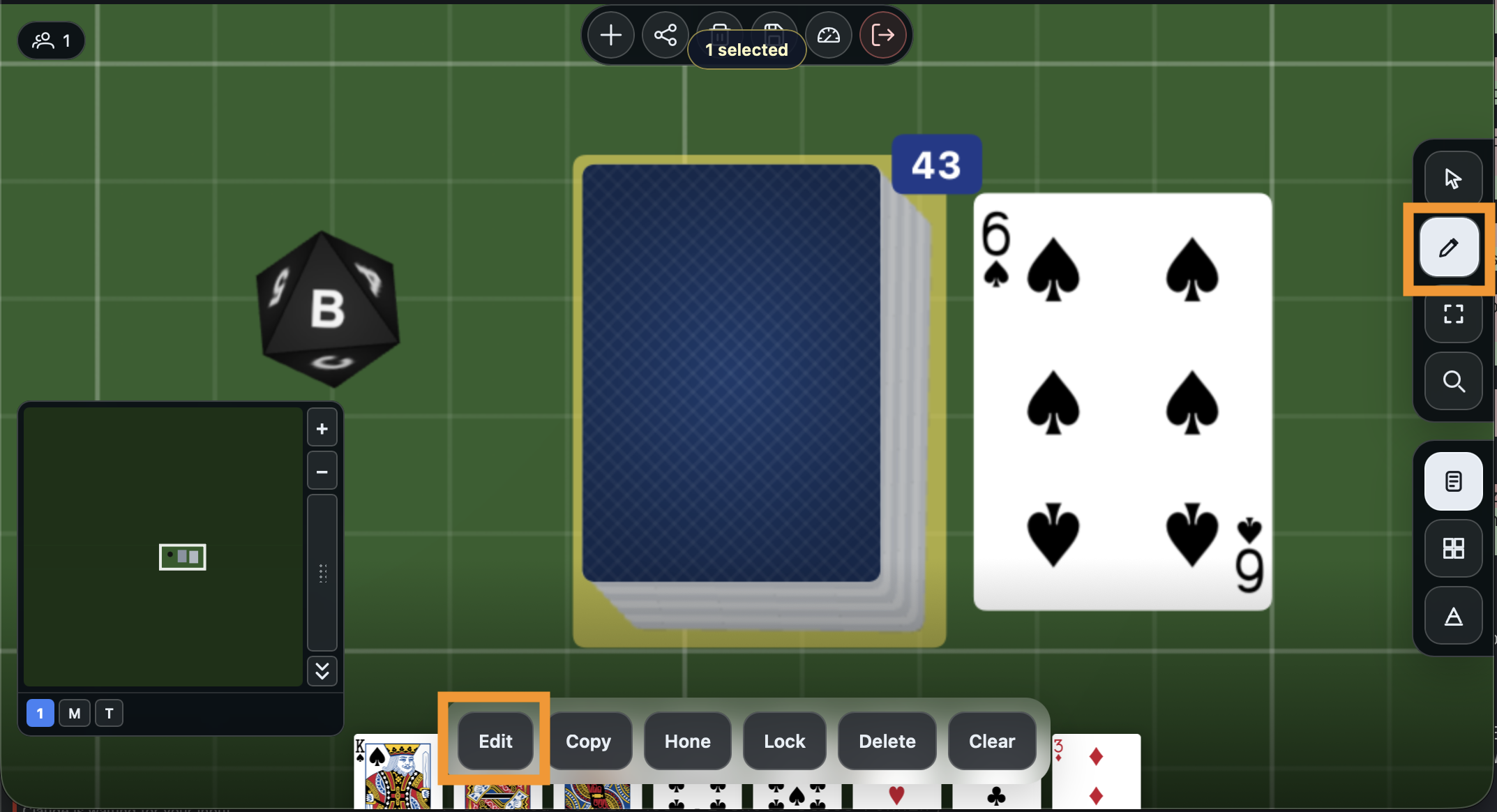 The Edit tool selected with Edit action highlighted