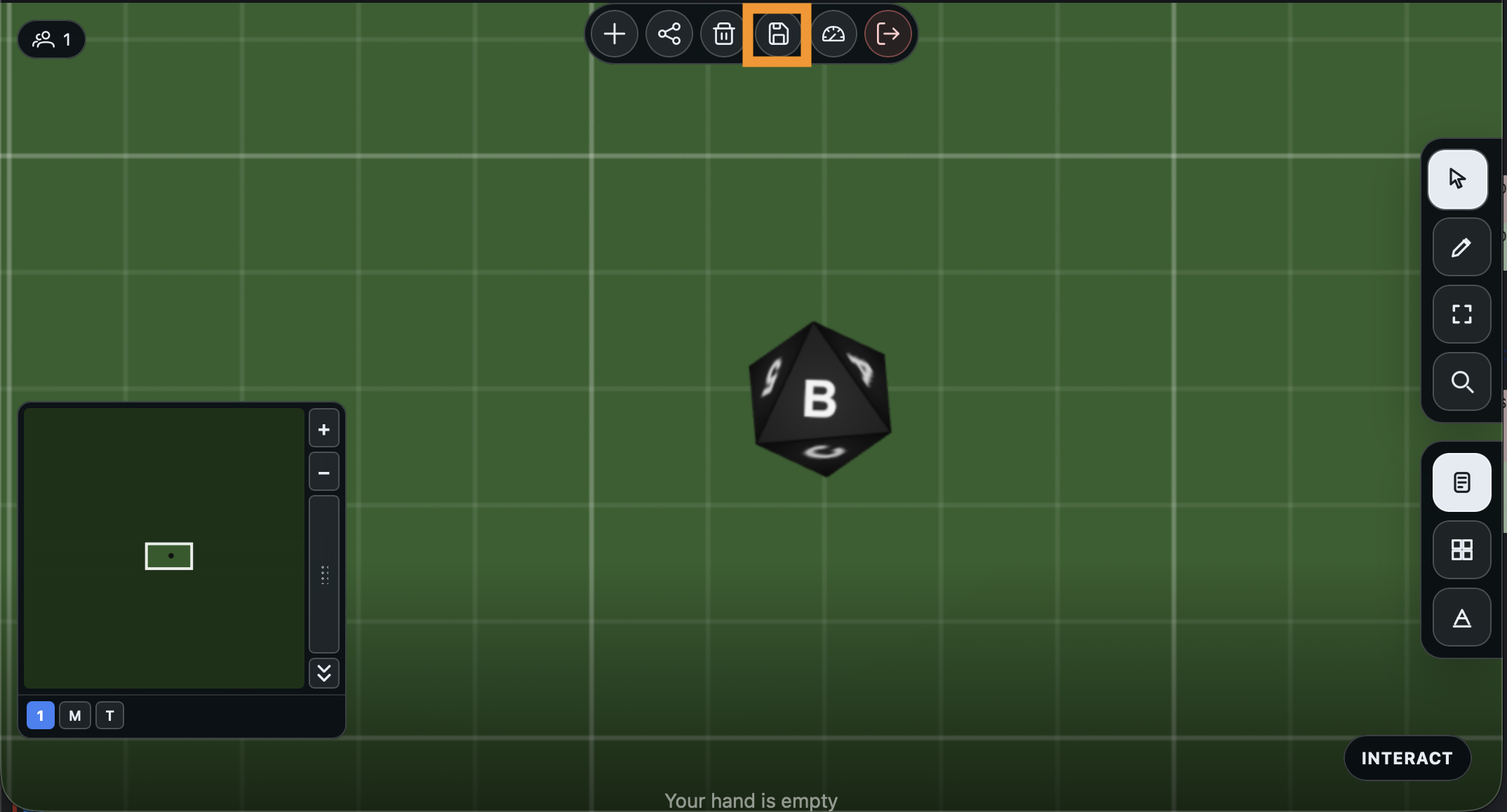The save button in the toolbar