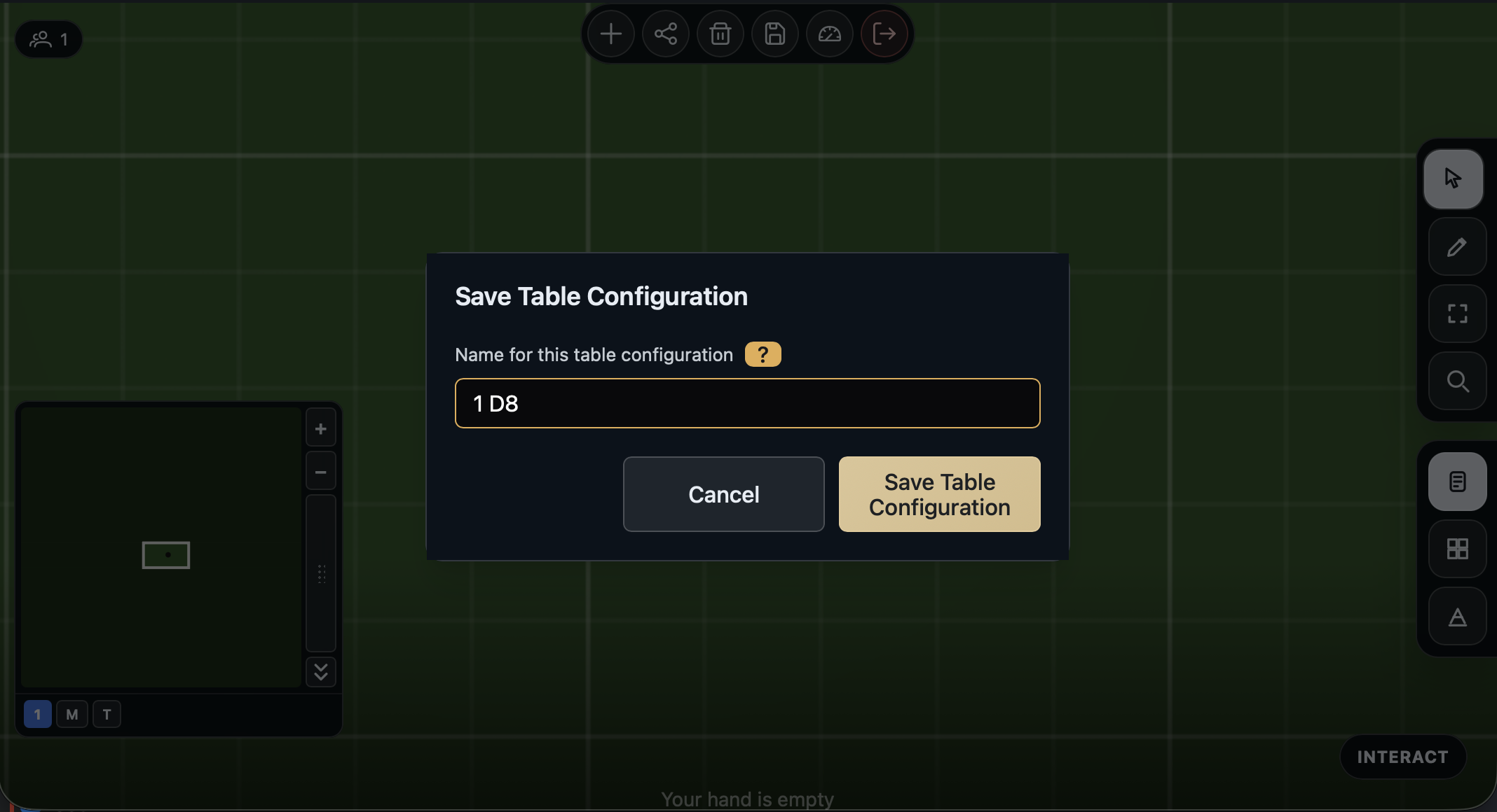 The save configuration dialog