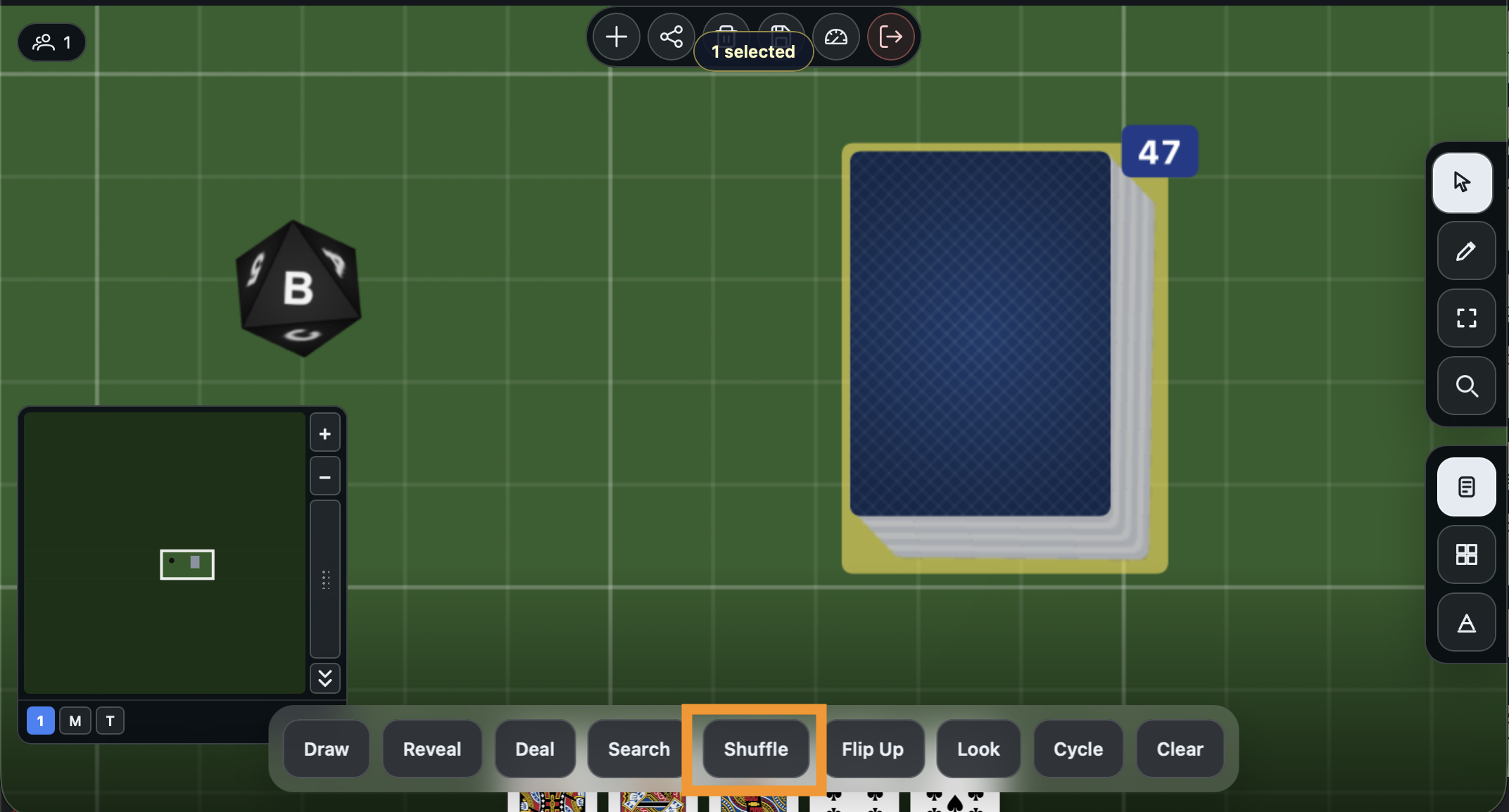 The Shuffle action highlighted