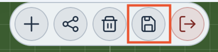 Table toolbar with the save button outlined in red